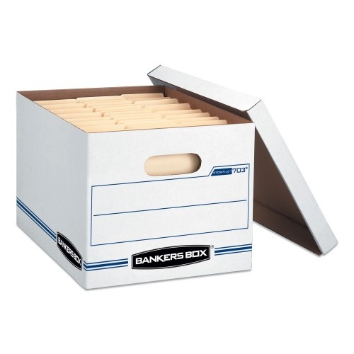 Bankers Box Stor/File Basic-Duty Storage Boxes, Letter/Legal Files, 12.5" X 16.25" X 10.5", White/Blue, 12/Carton