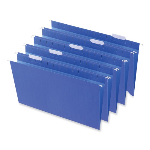 Universal Deluxe Bright Color Hanging File Folders, Legal Size, 1/5-Cut Tabs, Blue, 25/Box