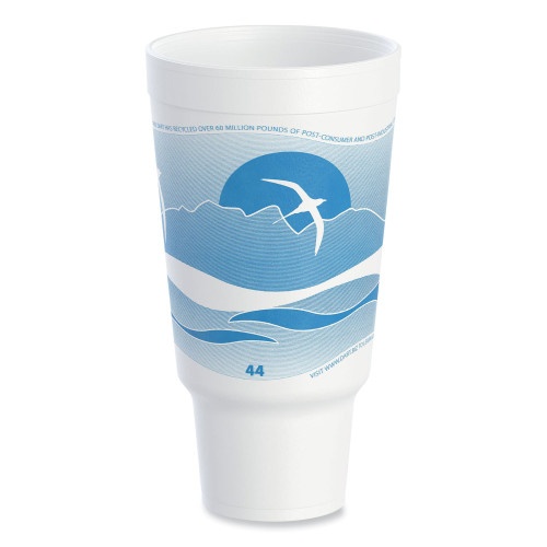 Dart Horizon Hot/Cold Foam Drinking Cups, 44 Oz, Ocean Blue/White, 15/Bag, 20 Bags/Carton