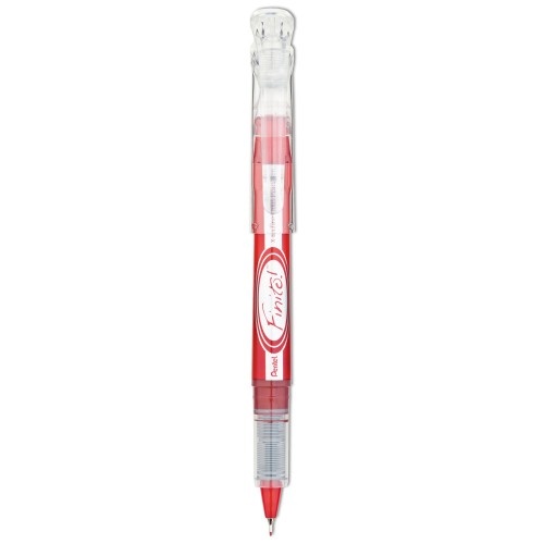 Pentel Finito! Porous Point Pen, Stick, Extra-Fine 0.4 Mm, Red Ink, Red/Silver Barrel
