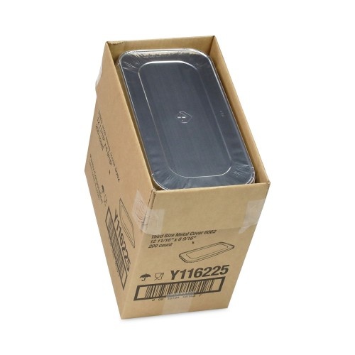 Pactiv Aluminum Steam Table Pan Lid, Fits One-Third Size Pan, 6.19 X 12.31 X 0.5, 200/Carton