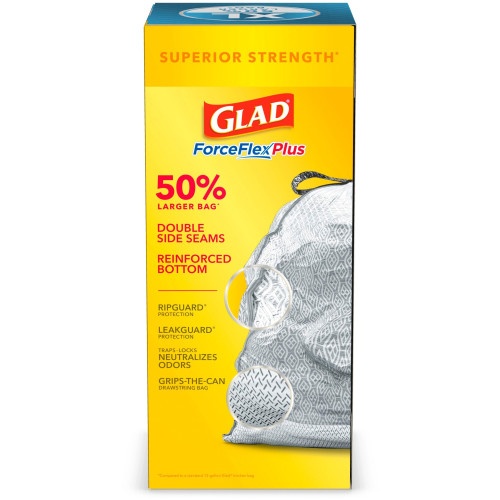 Glad ForceFlexPlus X-Large Kitchen Drawstring Trash Bags CLO78913, CLO  78913 - Office Supply Hut