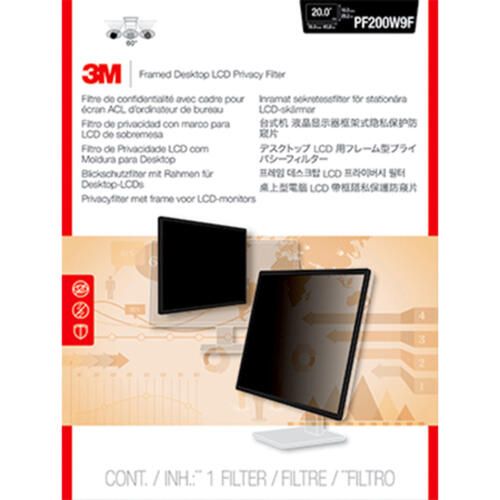 3M Framed Desktop Monitor Privacy Filter For 20" Widescreen Lcd, 16:9 Aspect Ratio