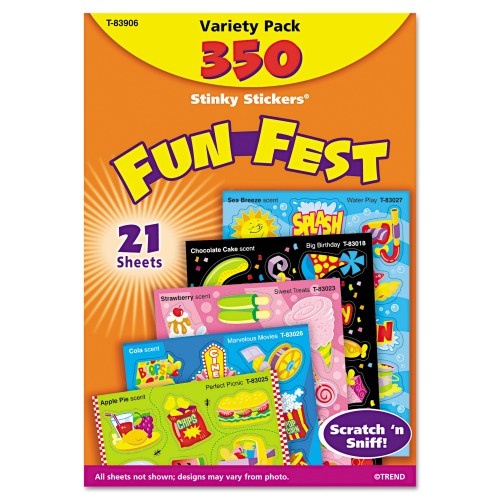 Trend Stinky Stickers Variety Pack - Mixed Shapes, Assorted Colors, 350/Pack