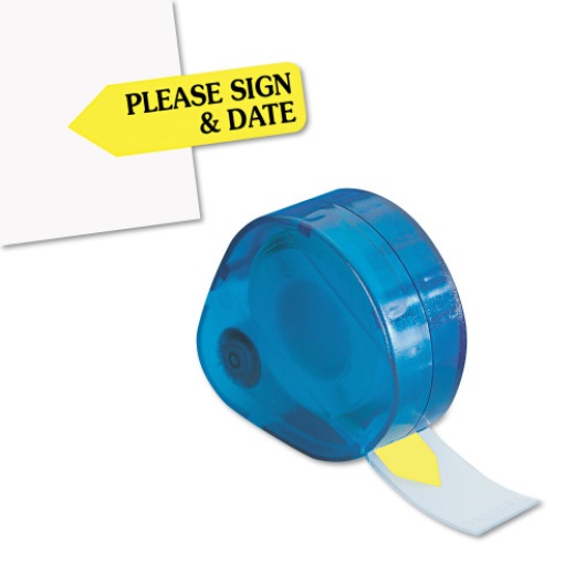 Redi-Tag Arrow Message Page Flags in Dispenser, 'Please Sign And Date', Yellow, 120 Flags