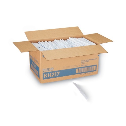 Dixie Plastic Cutlery Heavyweight Knives, White, 1,000/Carton