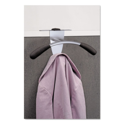 Alba Hanger Shaped Partition Coat Hook, Metal/Foam/ABS, Silver/Black