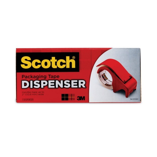 Scotch Compact and Quick Loading Dispenser for Box Sealing Tape, 3" Core, Red