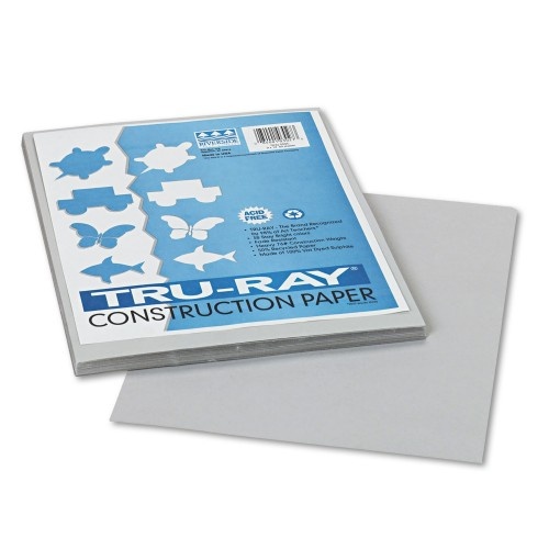 Pacon Tru-Ray Construction Paper, 76 Lb Text Weight, 9 x 12, Gray, 50/Pack