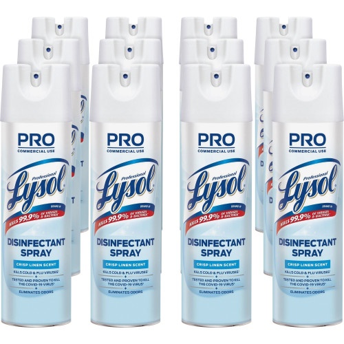 Lysol Disinfectant Spray, Crisp Linen, 19 Oz Aerosol Spray, 12/Carton