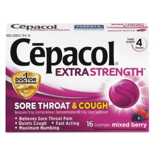 Cepacol Sore Throat And Cough Lozenges, Mixed Berry, 16/Pack, 24 Packs/Carton