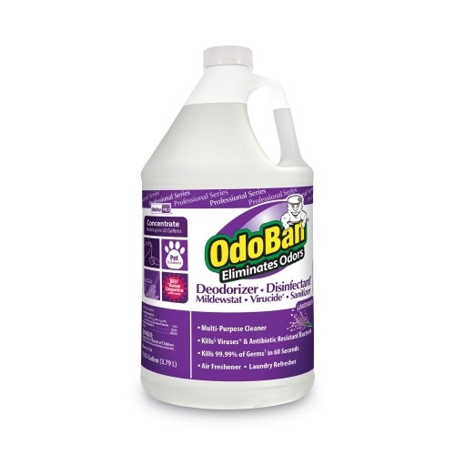 OdoBan Concentrate Odor Eliminator and Disinfectant, Lavender Scent, 1 Gal Bottle, 4/Carton