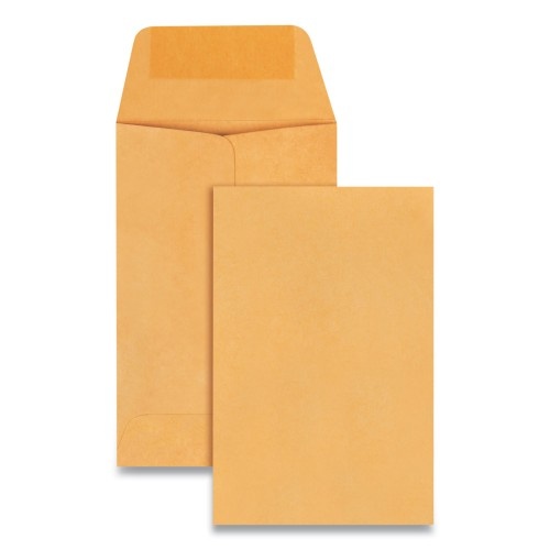 Quality Park Kraft Coin and Small Parts Envelope - #1, Extended Square Flap, Gummed Closure, 2.25 x 3.5, Brown Kraft, 500/Box