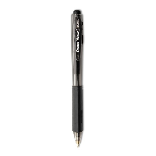Pentel Wow! Ballpoint Pen Value Pack, Retractable, Medium 1 Mm, Black Ink, Black Barrel, 36/Pack