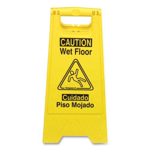 Impact Bilingual Yellow Wet Floor Sign, 12.05 x 1.55 x 24.3