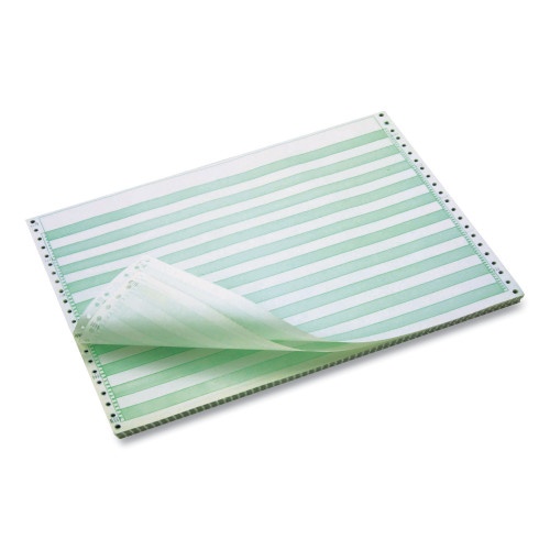 Impreso Continuous Feed Computer Paper, 1-Part, 18 Lb Bond Weight, 11 x 14.88, White/Green Bar, 3,100/Carton