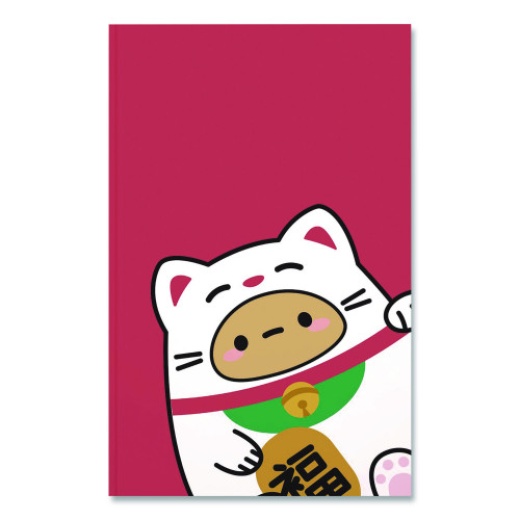 Denik Smoko Tayto Lucky Cat Layflat Notebook, 1-Subject, Medium/College Rule, Red/White/Brown Cover, 8 X 5 Sheets
