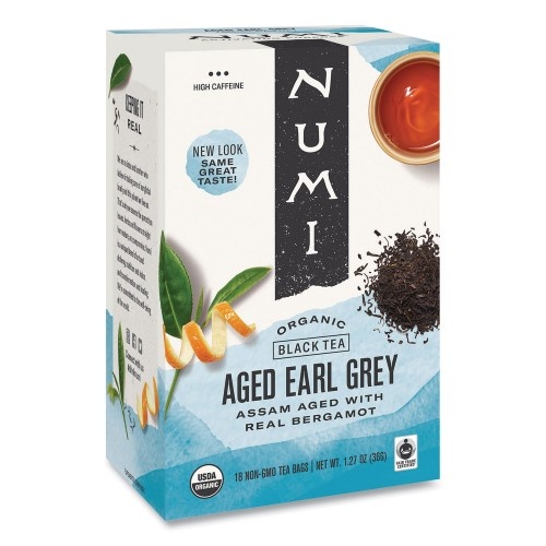 Numi Organic Teas and Teasans, Aged Earl Grey, 1.27 oz, 18/Box