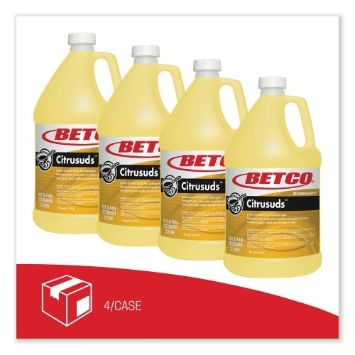 Betco Symplicity Citrusuds Manual Dishwashing Detergent, Lemon Scent, 1 Gal Bottle, 4/Carton