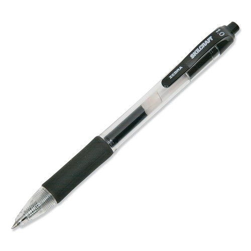 AbilityOne 752001 SKILCRAFT Gel Pen, Retractable, Bold 1 mm, Black Ink, Clear/Black Barrel, Dozen