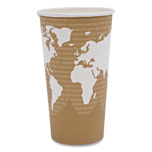 Eco-Products World Art Renewable and Compostable Hot Cups, 20 Oz, 50/Pack