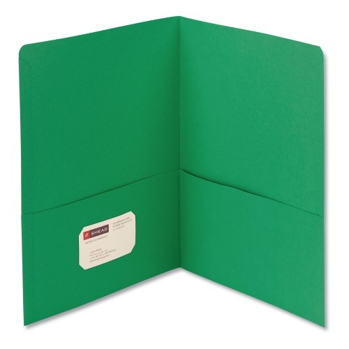 Smead Two-Pocket Folder, Textured Paper, 100-Sheet Capacity, 11 x 8.5, Green