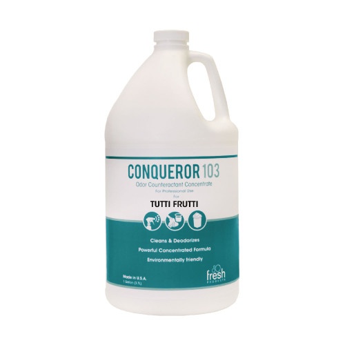 Fresh Products Conqueror 103 Odor Counteractant Concentrate, Tutti-Frutti, 1 Gal Bottle, 4/Carton