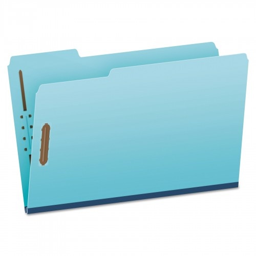 Pendaflex Heavy-Duty Pressboard Folders with Embossed Fasteners, 1/3-Cut Tabs, 1" Expansion, 2 Fasteners, Legal Size, Blue, 25/Box