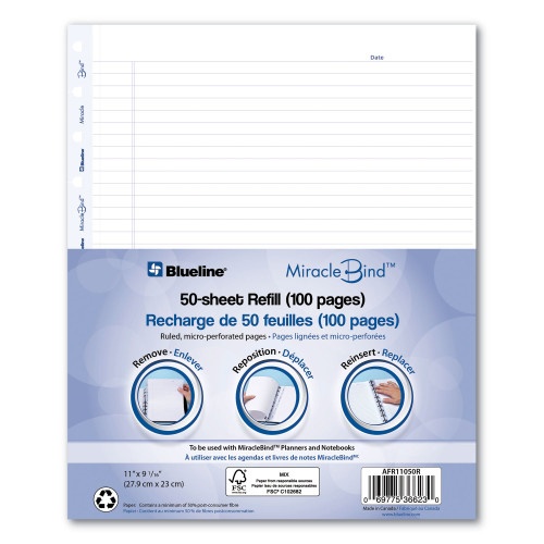 Blueline MiracleBind Ruled Paper Refill Sheets For All MiracleBind Notebooks And Planners