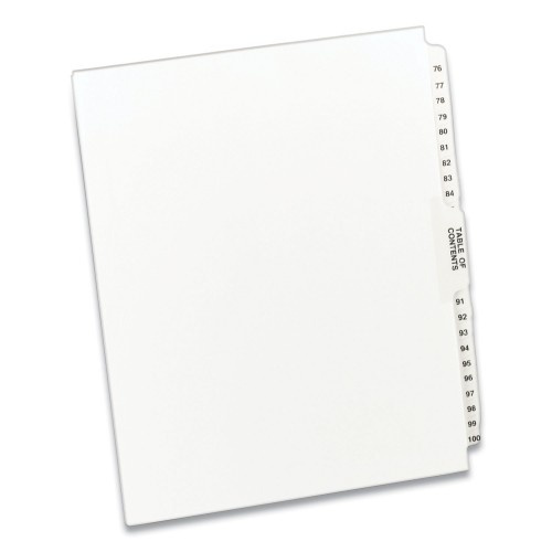 Avery Preprinted Legal Exhibit Side Tab Index Dividers, 26-Tab, 76 to 100, 11 x 8.5, White, 1 Set