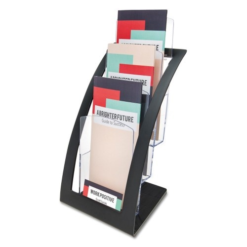 Deflecto 3-Tier Literature Holder, Leaflet Size, Black