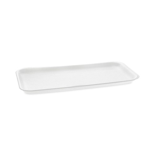Pactiv Supermarket Tray, #10S, 10.75 x 5.7 x 0.65 - White Foam Trays for Food Display