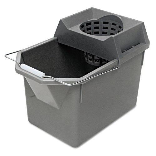 Rubbermaid Commercial Pail/Strainer Combination, 15 Qt, Steel Gray