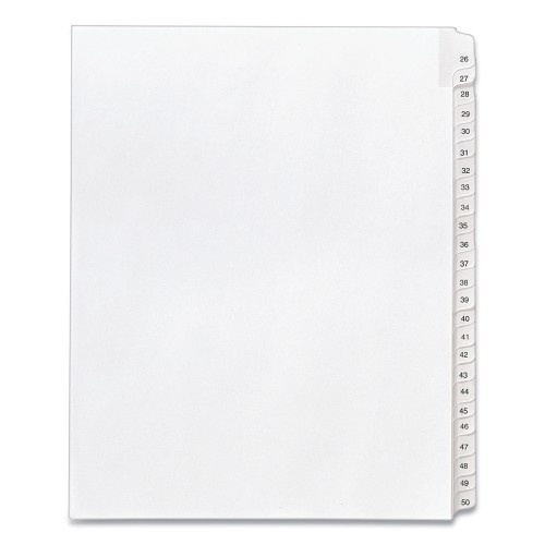 Avery Preprinted Legal Exhibit Side Tab Index Dividers, Allstate Style, 25-Tab, 26 to 50, 11 x 8.5, White, 1 Set