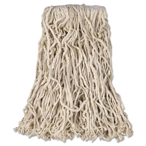 Rubbermaid Commercial Economy Cut-End Cotton Wet Mop Head, 16Oz, 1" Band, White, 12/Carton
