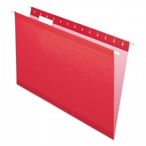 Pendaflex Colored Reinforced Hanging Folders, Legal Size, 1/5-Cut Tabs, Red, 25/Box