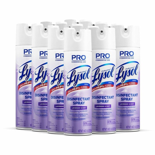 Lysol Disinfectant Spray, Lavender, 19 Oz Aerosol, 12/Carton