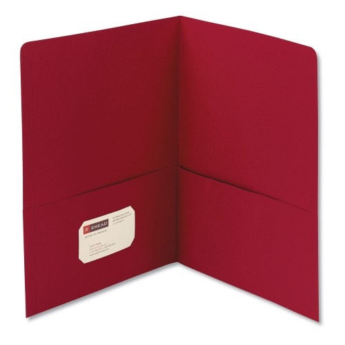 Smead Two-Pocket Folder - Textured Paper, 100-Sheet Capacity, 11 x 8.5, Red, 25/Box