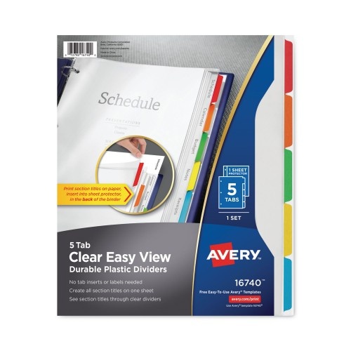 Avery Clear Easy View Plastic Dividers with Multicolored Tabs and Sheet Protector