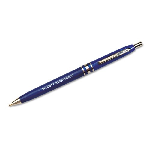 AbilityOne 752001 Skilcraft U.S. Government Ballpoint Pen, Retractable, Medium 1 Mm, Blue Ink, Blue Barrel, Dozen