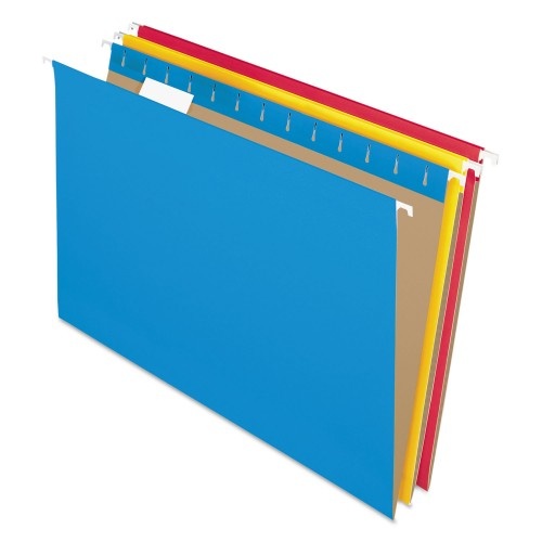 Pendaflex Colored Hanging Folders, Legal Size, 1/5-Cut Tabs, Assorted Colors, 25/Box