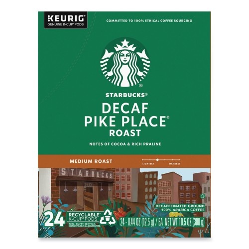 Starbucks Pike Place Decaf Coffee K-Cups, 96/Carton