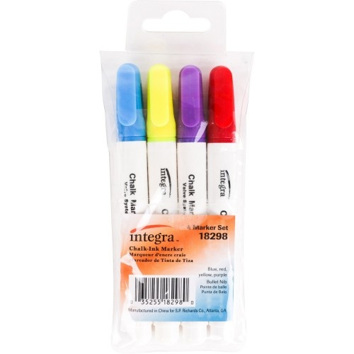 Integra Chalk Ink Markers - 4 Colors, Bullet Nib, Chalk-Based Ink