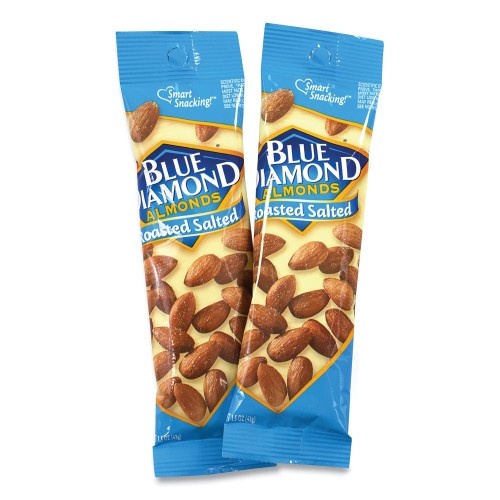 Bluediamond Roasted Salted Almonds, 1.5 Oz Tube, 12 Tubes/Carton