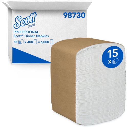 Scott Full-Fold Dispenser Napkins - 1-Ply, 12 x 17, White, 250/Pack, 24 Packs/Carton