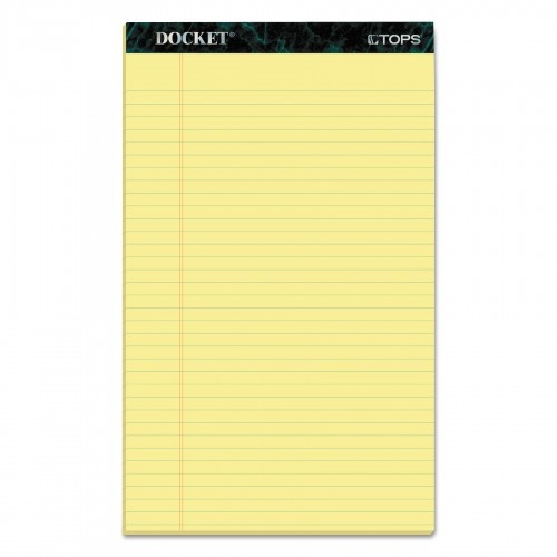 Tops Docket Ruled Perforated Pads, Wide/Legal Rule, 50 Canary-Yellow 8.5 X 14 Sheets, 12/Pack