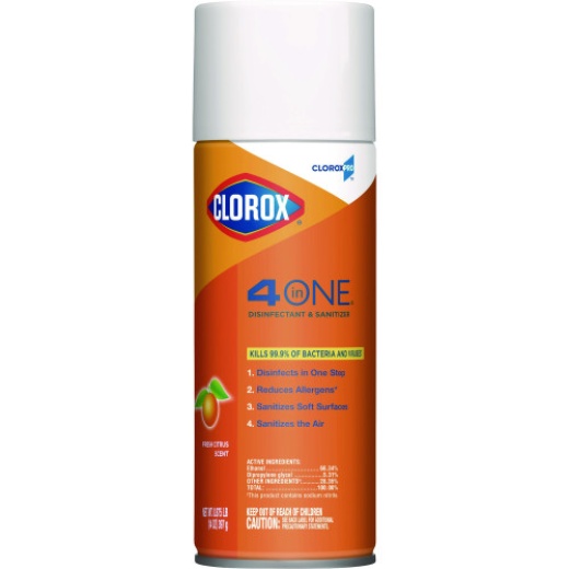 Clorox 4-In-One Disinfectant And Sanitizer, Citrus, 14 Oz Aerosol Spray