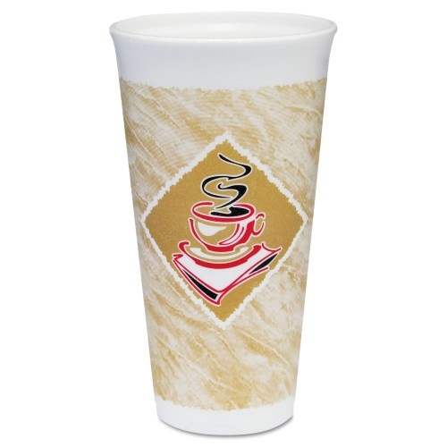 Dart Cafe G Foam Hot/Cold Cups, 20 Oz, Brown/Red/White, 500/Carton