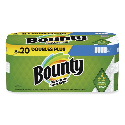 Bounty Select-A-Size Kitchen Roll Paper Towels, 2-Ply, White, 113 Sheets/Double Plus Roll, 8 Rolls/Pack
