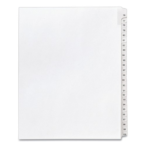 Avery Preprinted Legal Exhibit Side Tab Index Dividers, Allstate Style, 25-Tab, 76 to 100, 11 x 8.5, White, 1 Set